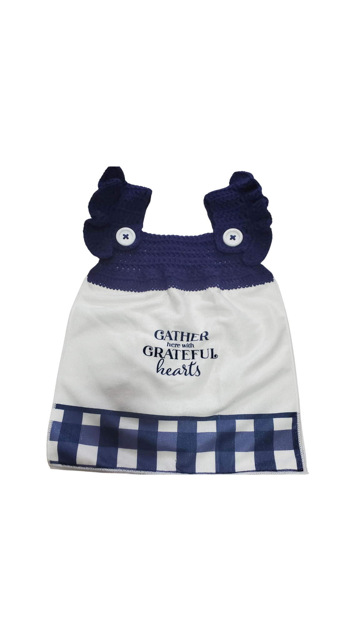 907 Creations By Ca'Trena Crochet Towel Topper "Gather Here With Grateful Hearts"