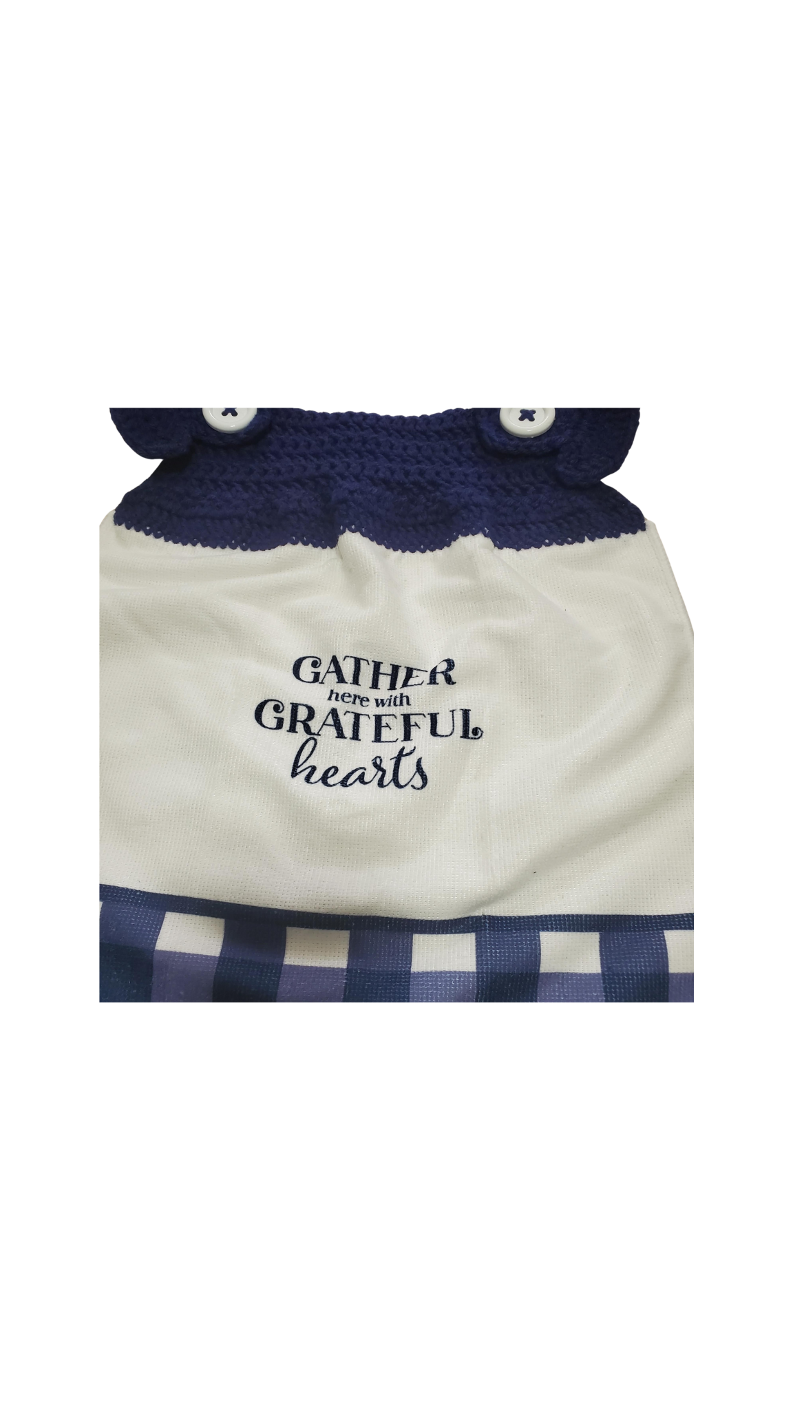 907 Creations By Ca'Trena Crochet Towel Topper "Gather Here With Grateful Hearts"
