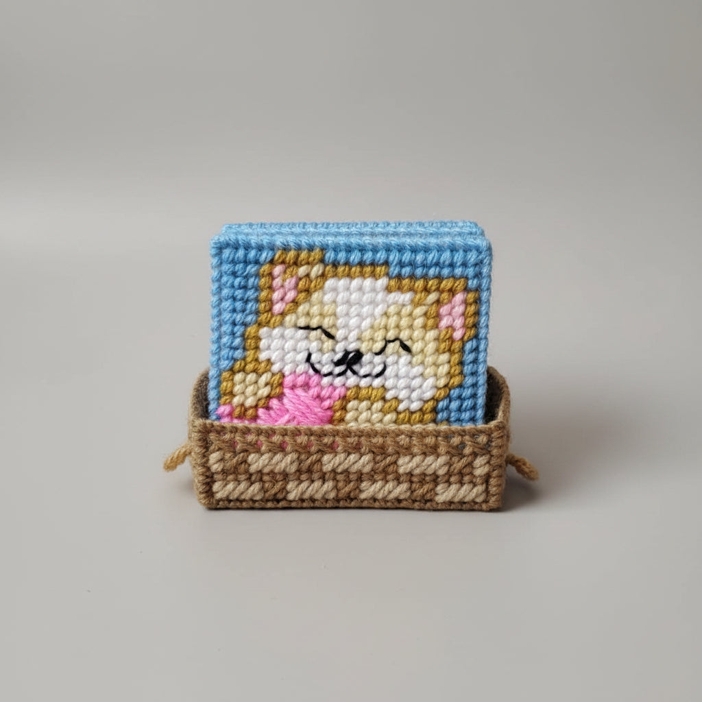 Kitten Coaster Set w/ Basket