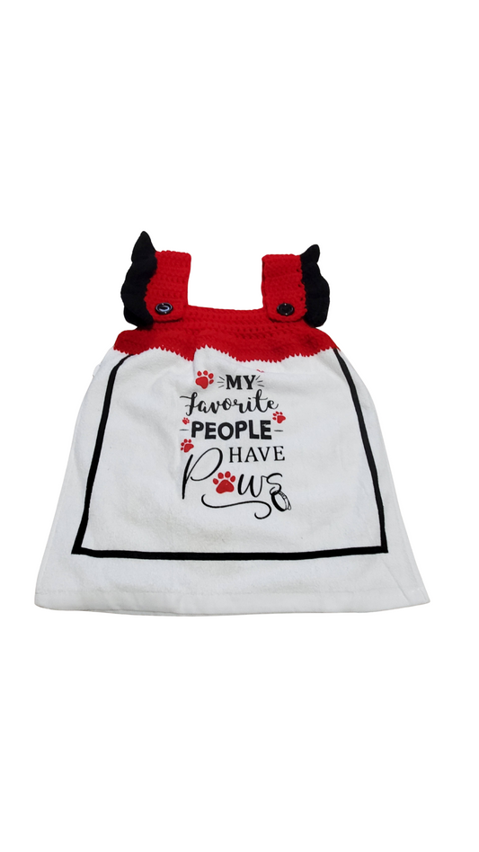 907 Creations By Ca'Trena Crochet Towel Topper "My Favorite People Have Paws"